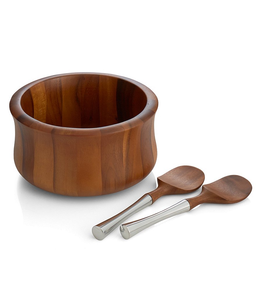 Nambe Nara Salad Bowl with Servers