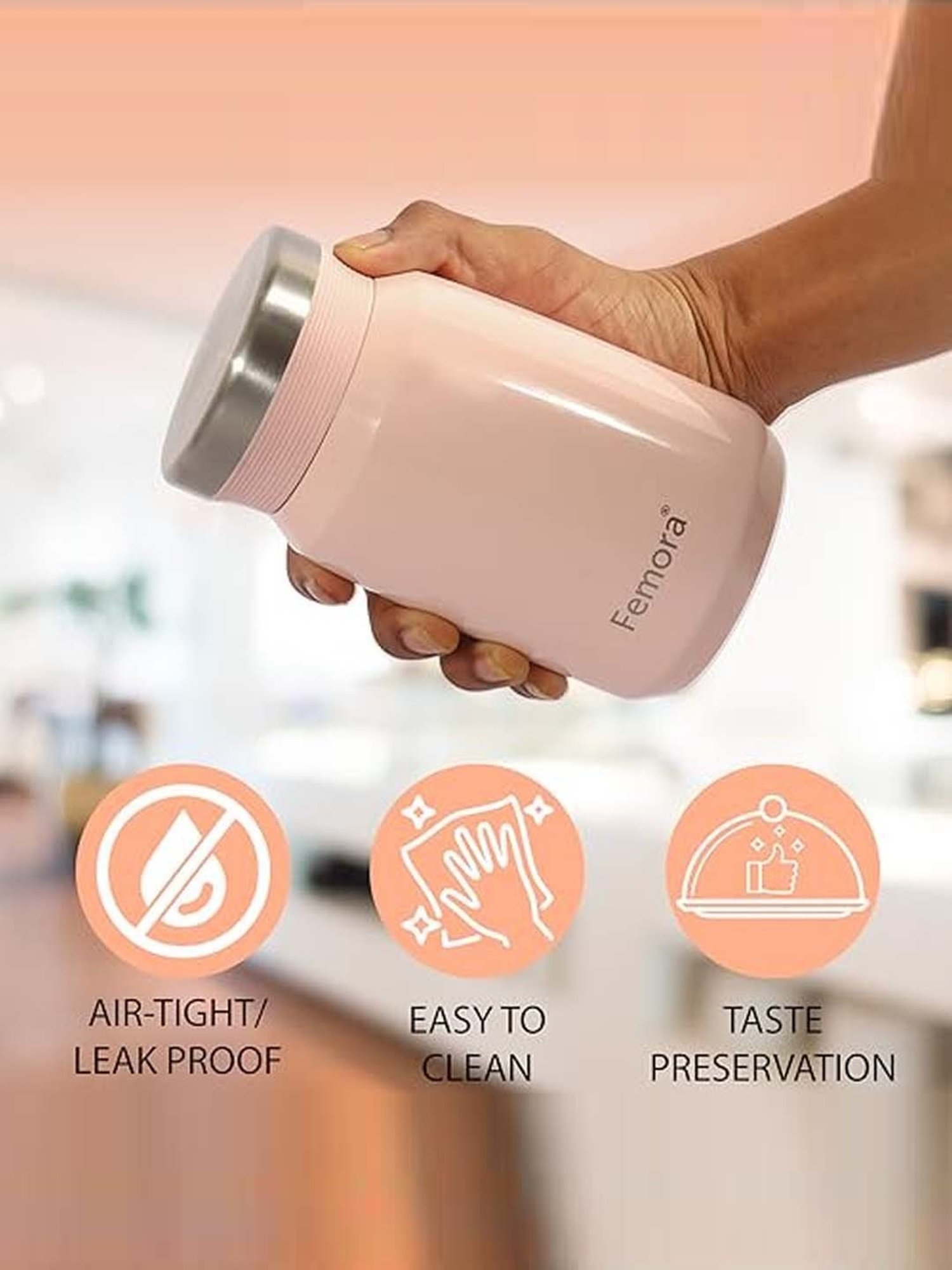 Femora Pink Stainless Steel Vacuum Insulated Soup Flask (0.5 L)