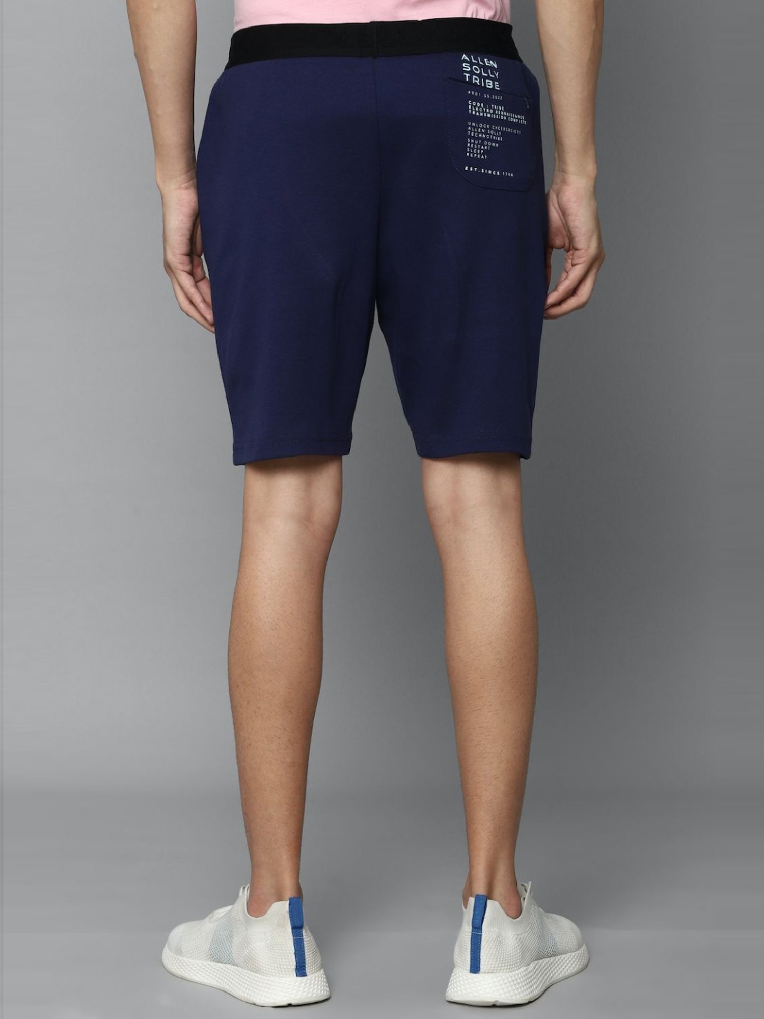 Tribe by Allen Solly Navy Cotton Slim Fit Shorts