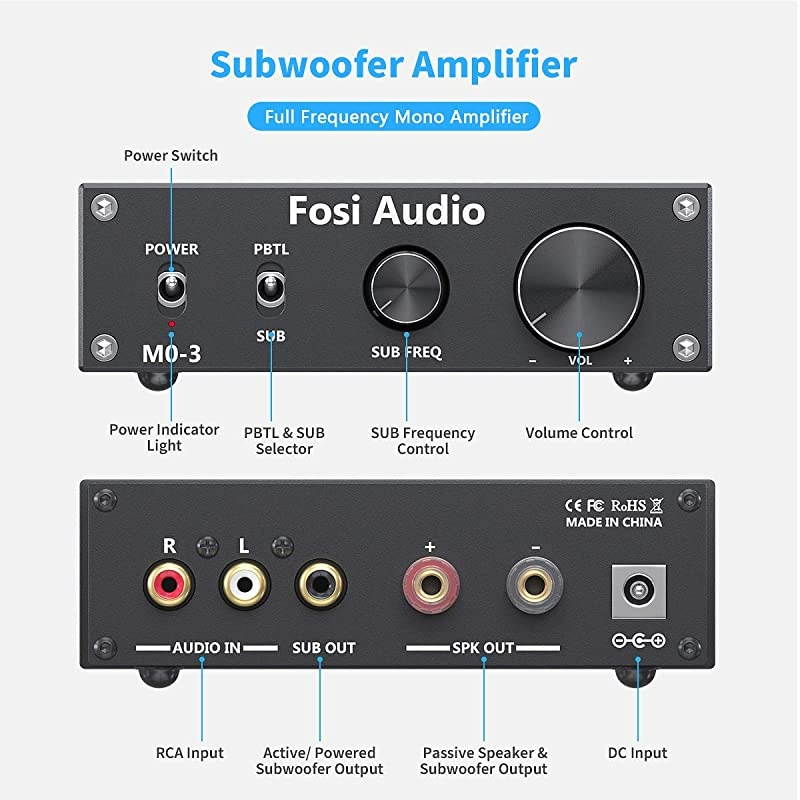 Subwoofer Amplifier 200 Watt Mini Mono Audio Amp FullFrequency and Sub Bass Switchable Amplifier One Channel Home Theater Single Power Subwoofer Amp  M03