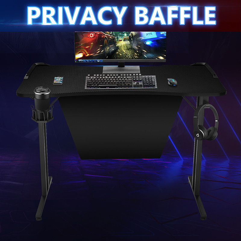 GTRACING Gaming Desk Computer Desk Racing Style Office Table Study Writing Table T Shaped Game Station for Home Office with Cup Holder, Headphone Hook and Privacy Baffle