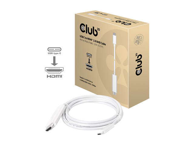 Club3D CAC-1514 1.8m USB C to HDMI 2.0 UHD Cable Active 1.8 M./5.9 Ft.
