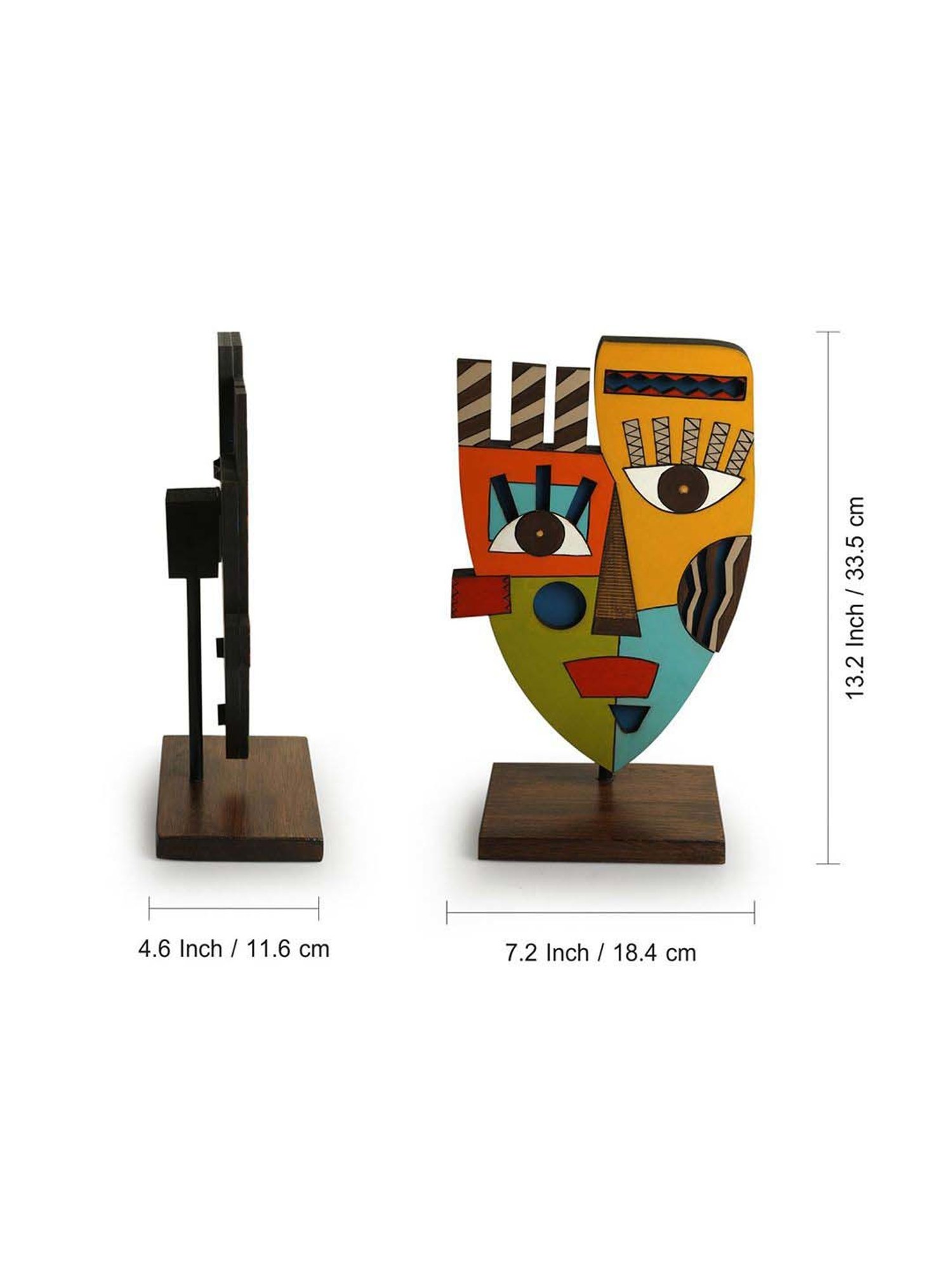 ExclusiveLane Multicolor Pinewood Tribal African Mask Decorative Sculpture