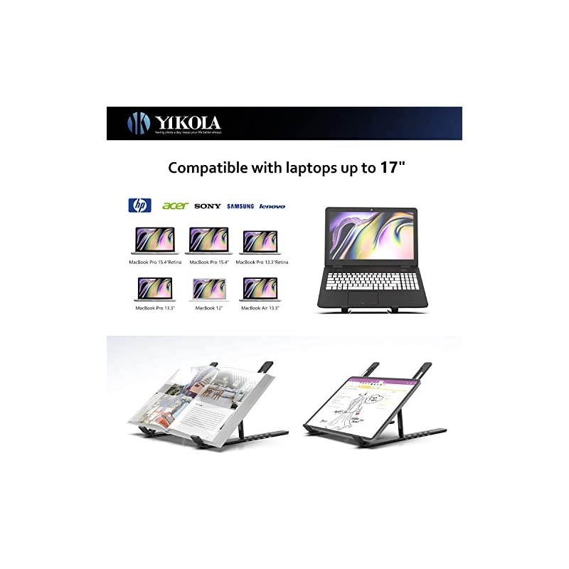 Portable Laptop Stand Holder with Carry Bag 6Adjustable Height Aluminum Notebook RiserFoldable Ergonomic Ventilated Desktop Elevator Computer Support Mount for 10173 LaptopampTabletBlack
