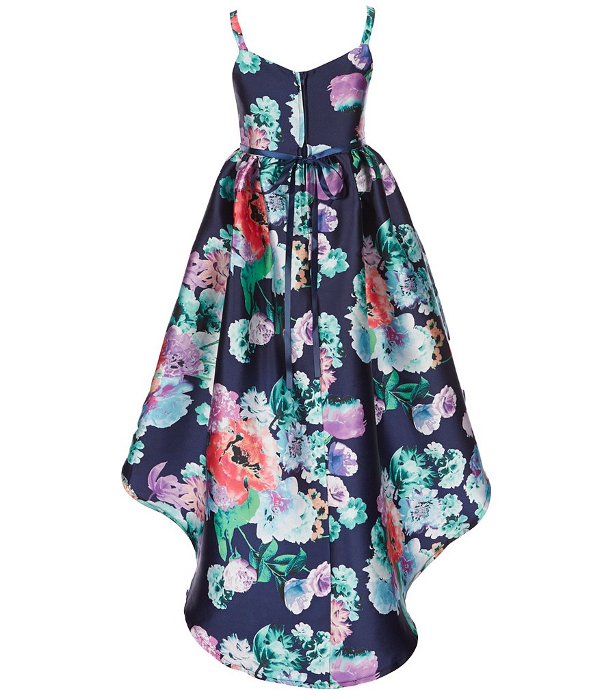 Rare Editions Big Girls 7-16 Floral-Print Extreme High-Low Dress
