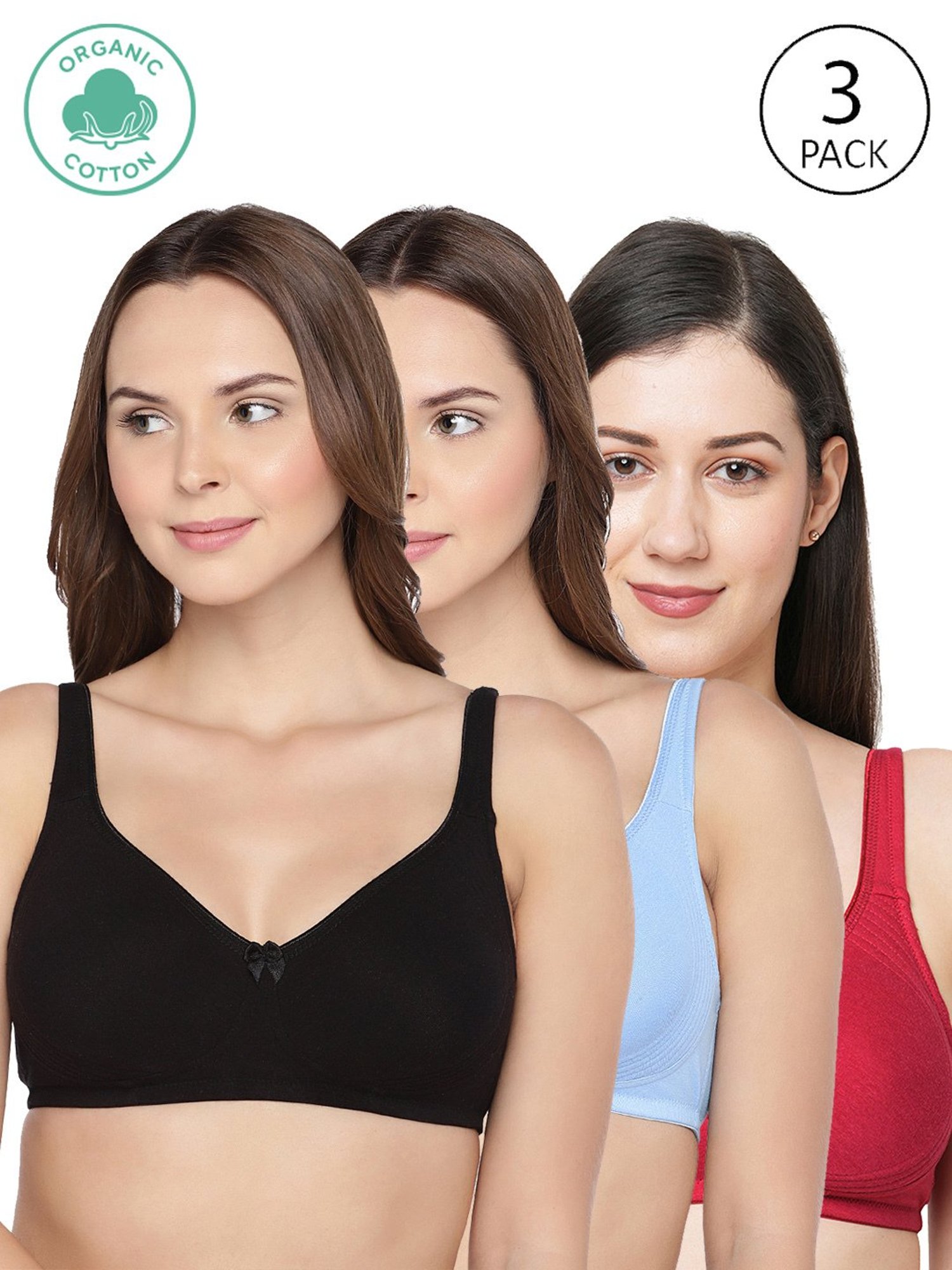 Inner Sense Multicolor Full Coverage Bra - Pack of 3
