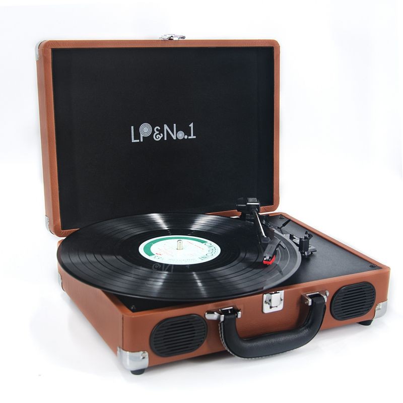 LP&No.1 Suitcase Bluetooth Turntable with Stereo Speaker,3 Speeds Vinyl Record Player Turquoise