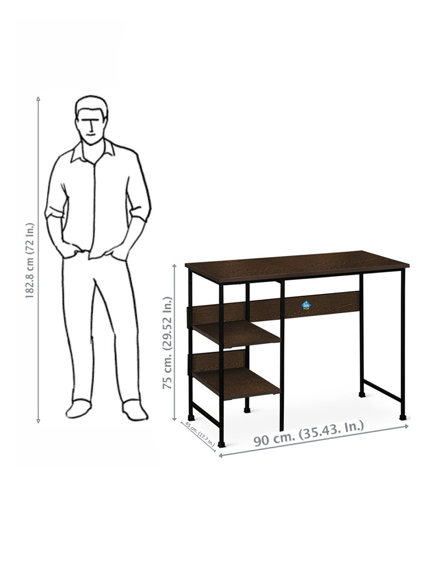 Delite Kom Mystic Flowery Wenge Black Metal Computer Desk
