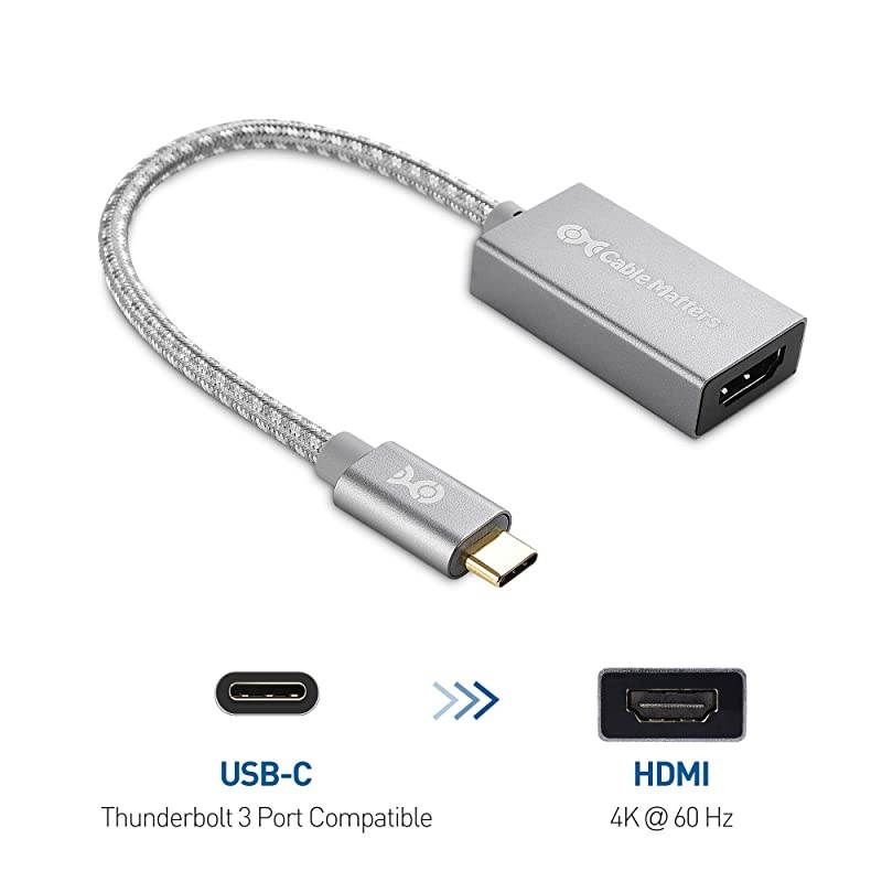 Aluminum USB C to HDMI Adapter in Space Gray for Surface Pro 7 and More - Support 4K 60Hz and HDR