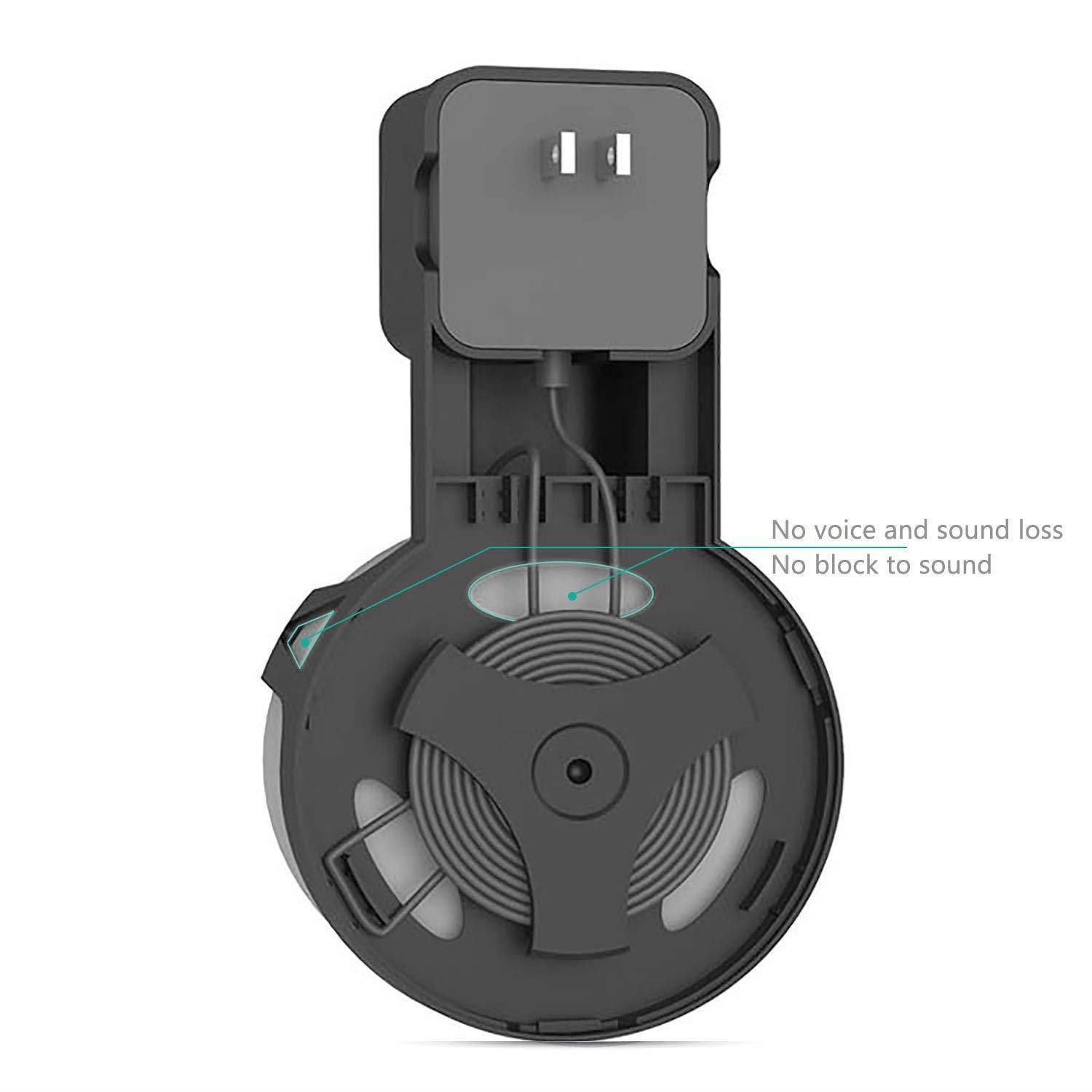 WALI Outlet Wall Mount Stand for Smart Home Speakers Voice Assistants (Dot 3rd Gen) Hanger Holder Case Bracket Space Saving Perfect Accessories Without Messy Wires or Screws (AMM002-B), Black