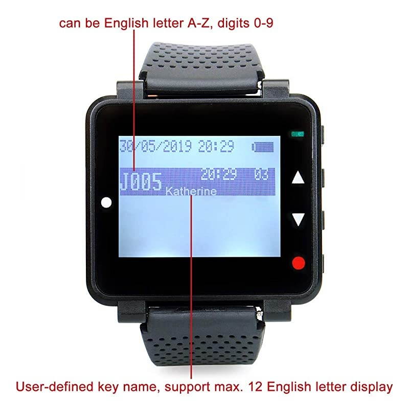 T128 Caregiver Pager,Nurse Call System,Sound Alert,Help Button,1 PC Watch Pager,5 PCS TD009 Call Buttons for Elderly,Patient,Disable