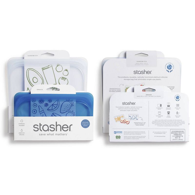 Stasher Sandwich & Snack Duo Container - 2ct