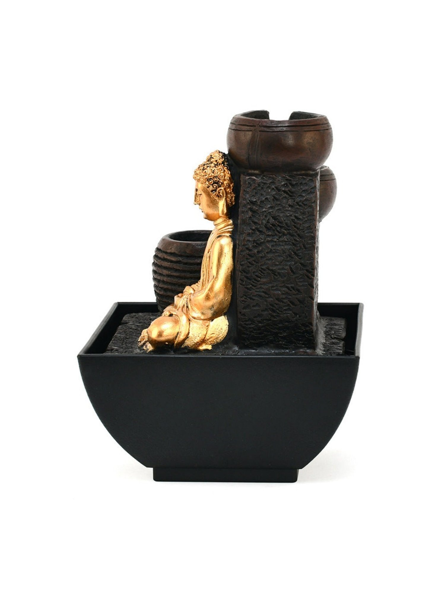 @home by Nilkamal Gold & Brown Resin Meditating Buddha Decorative Water Fountain
