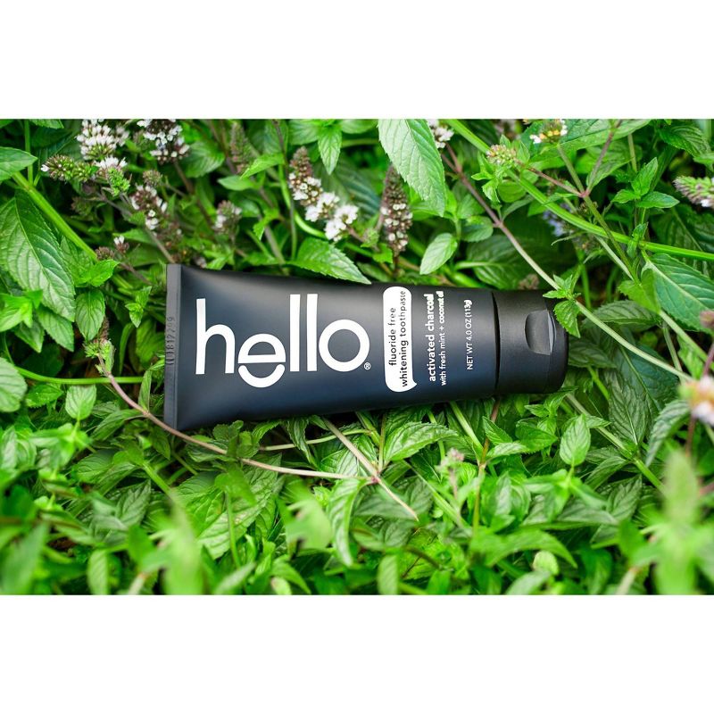 hello Activated Charcoal Epic Whitening Fluoride Free Toothpaste SLS Free + Vegan Twin Pack - 4oz/2pk