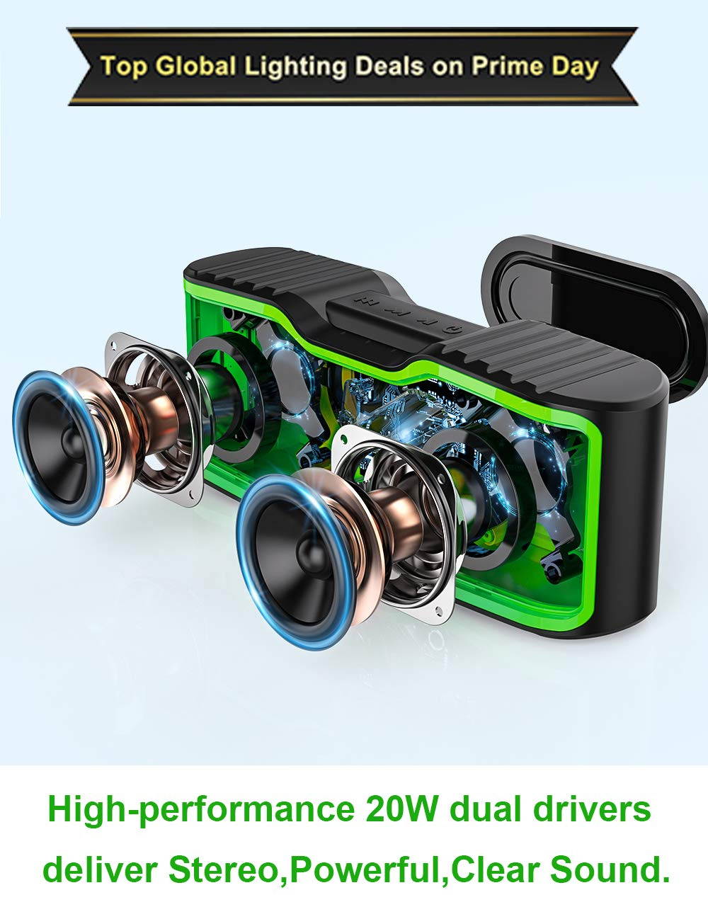 AOMAIS Sport II Portable Wireless Bluetooth Speakers 4.0 Waterproof IPX7, 20W Bass Sound, Stereo Pairing, Durable Design Backyard, Outdoors, Travel, Pool, Home Party (Orange)