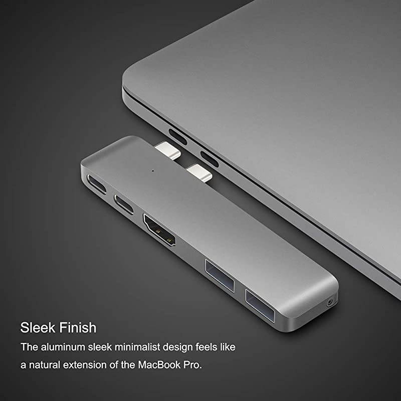 USB C Hub Adapter Dongle for MacBook Air 20182019 MacBook Pro 201920182016 Ultra Slim Type C Hub with 4K HDMI 100W Power Delivery 40Gbps Thunderbolt 3 5K60Hz and 2xUSB 30 Space Grey