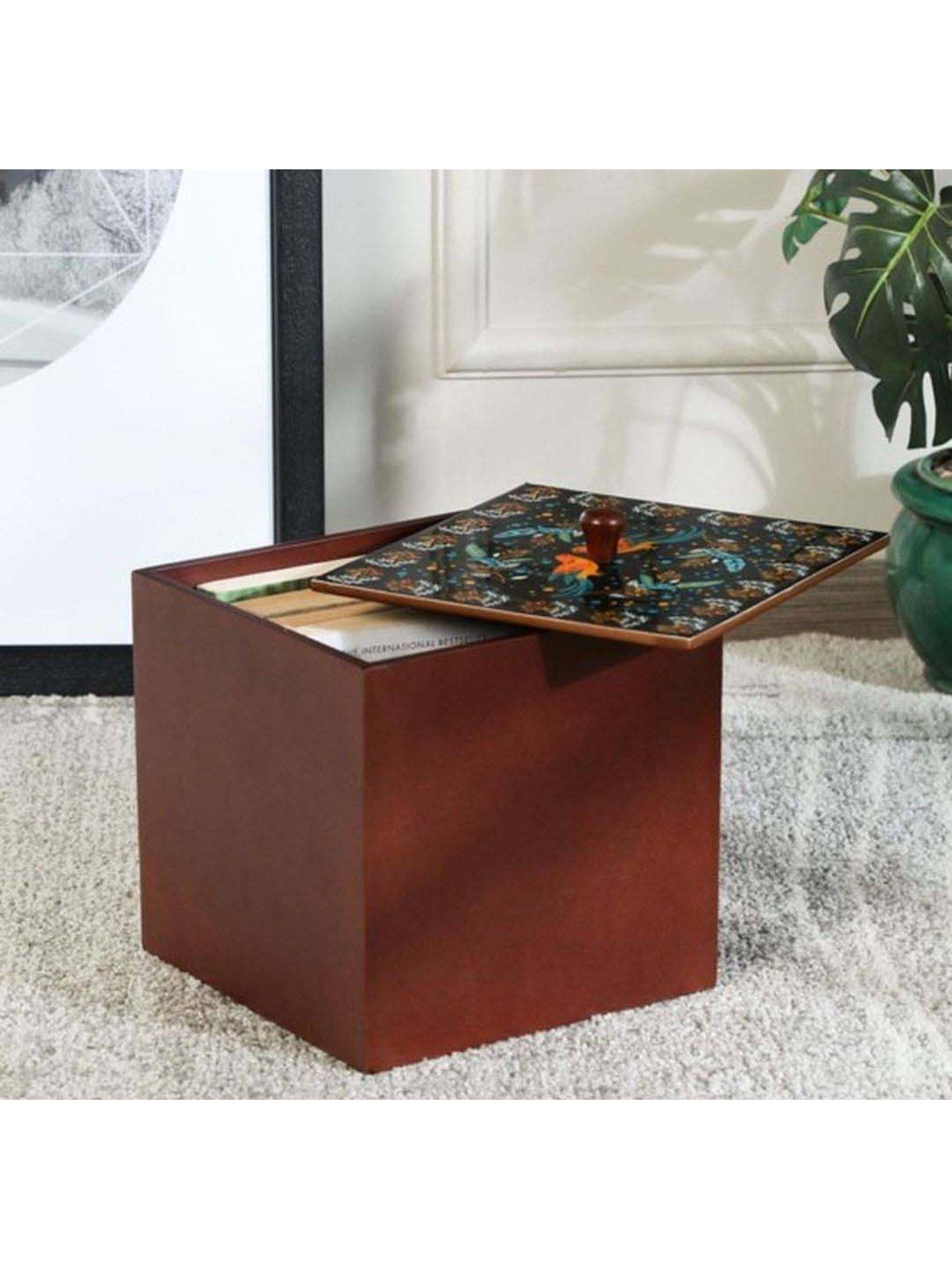 Crayton MDF Bird Design Storage Box with Cap - Set of 1