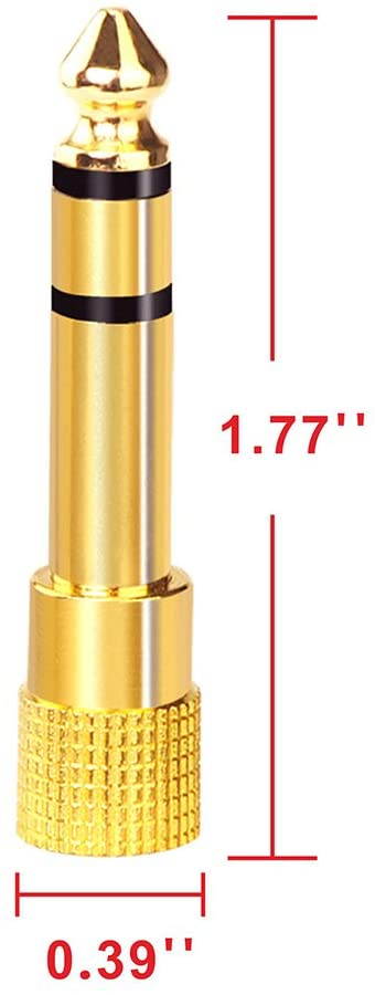 2-Pack 6.35mm (1/4 inch) Male to 3.5mm (1/8 inch) Female Stereo Jack Adapter for 3.5mm Aux Cable,Guitar Amplifier,Headphone
