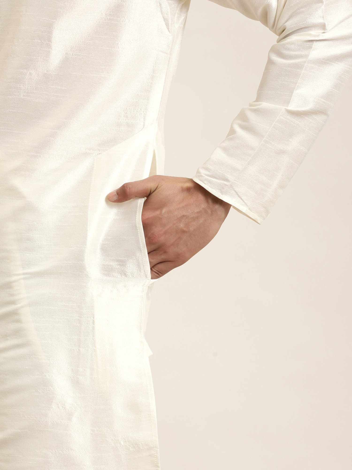 Sojanya Beige Regular Fit Self Pattern Kurta Set With Jacket