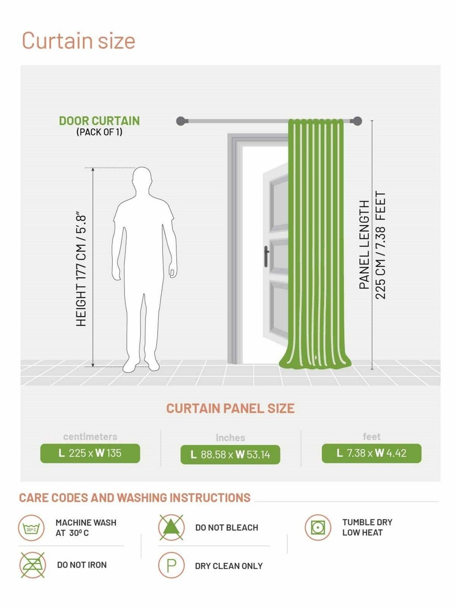 DDecor Abstract Blue Polyester 7 ft Door Curtain