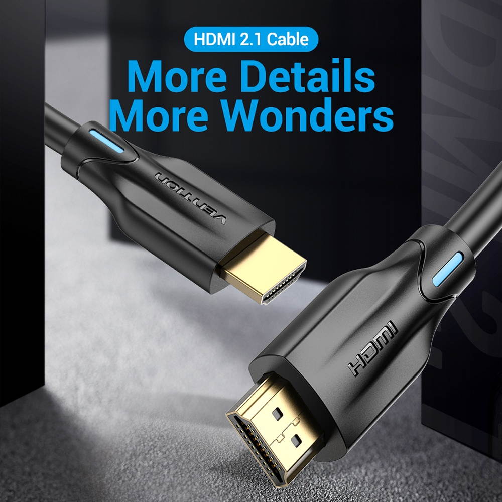 Vention HDMI 2.1 Cable HD Cable with 8K Resolution 4K@120Hz 3D Vision 48Gbps Bandwidth for Computer Smart Box Projector 3m