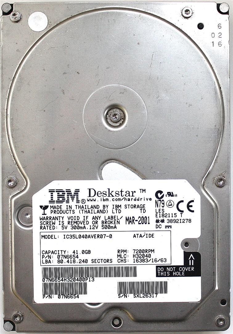 41GB IDE HDD IBM IC35L040AVER07-0 07N6654 H32040