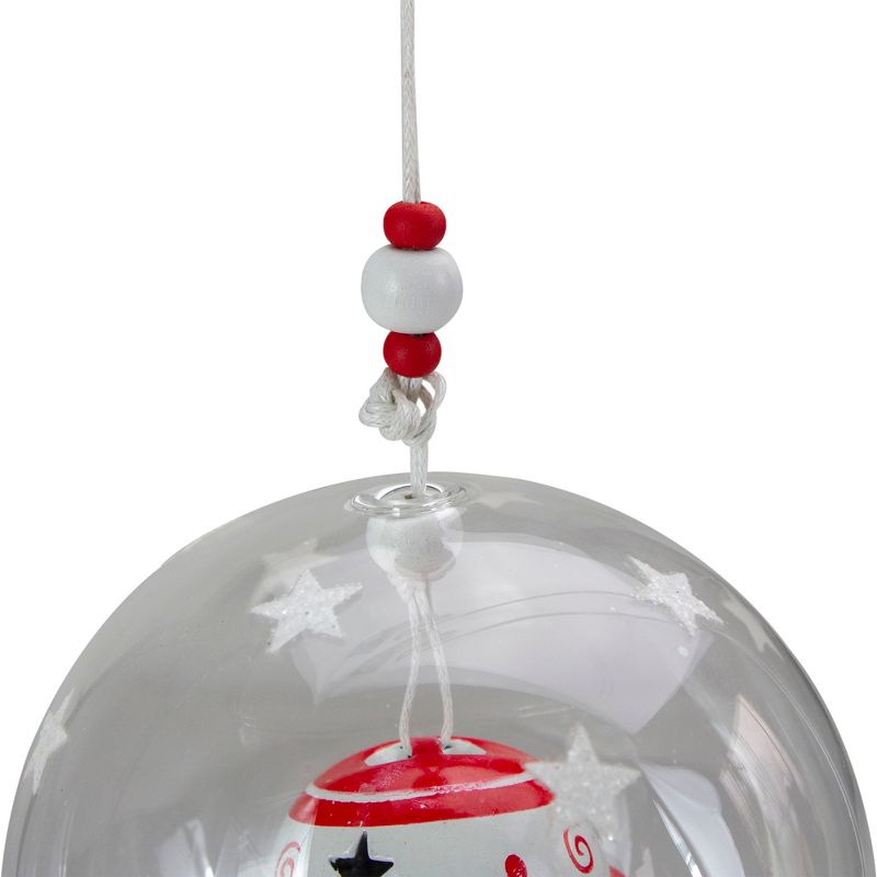 Kaemingk 3.5" Striped Jingle Bell in Glass Ball Christmas Ornament - Red/White