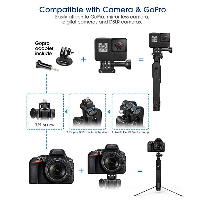 Selfie Stick Tripod,  Extendable Phone Tripod Stand for Phone and Camera with Bluetooth Remote, LED Light, Balance Handle Compatible with iPhone 12 11 Pro Xs Xr Android Galaxy S20 DSLR Gopro