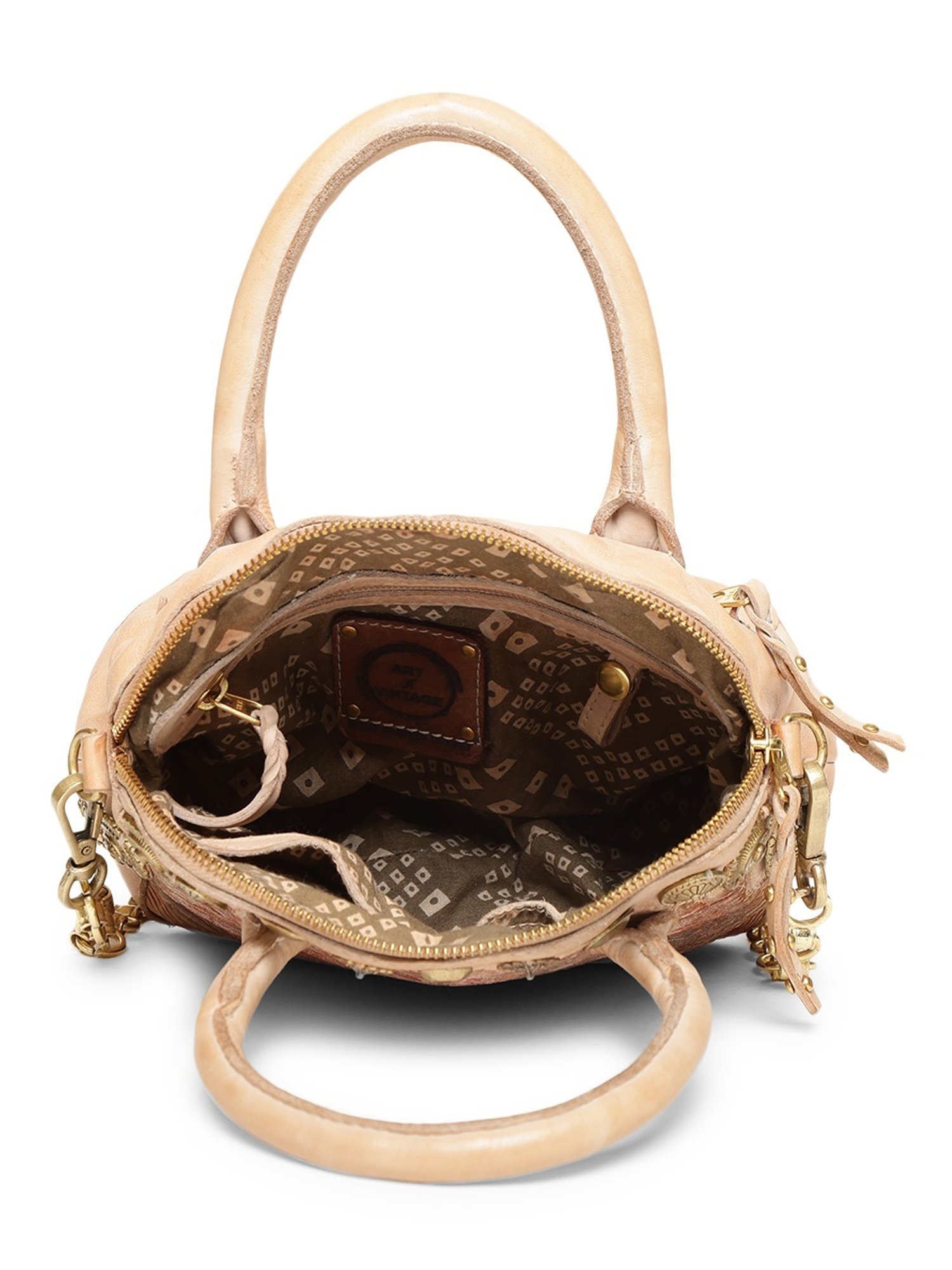 Art N Vintage Silvia Cream Leather Embellished Small Handbag