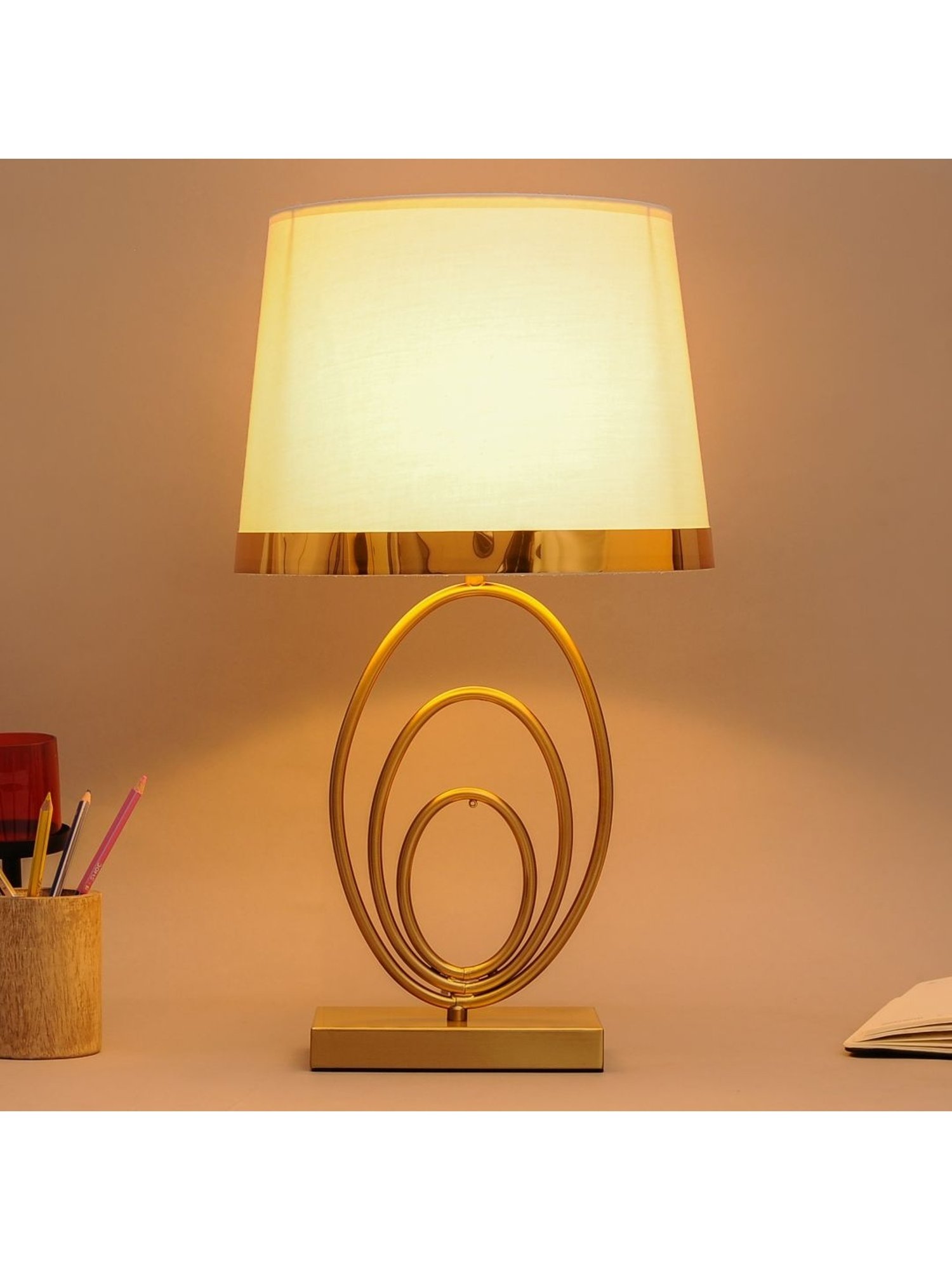 Kapoor Lamp Shades Brass & White Metal Fenerty Ultra Luxe Glam Table Lamp