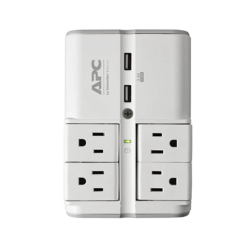 Wall Outlet Surge Protector with USB Ports PE4WRU3 4 Rotating Multi Plug Outlet 1080 Joule Surge Protection