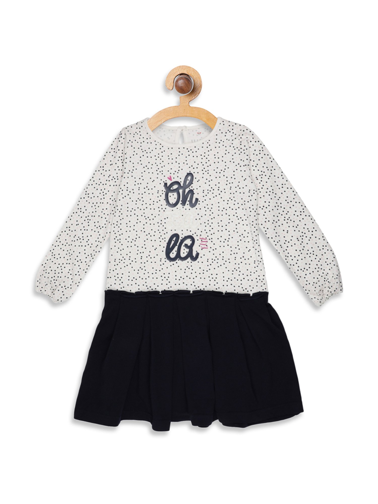 Elle Kids Off White & Navy Printed Dress