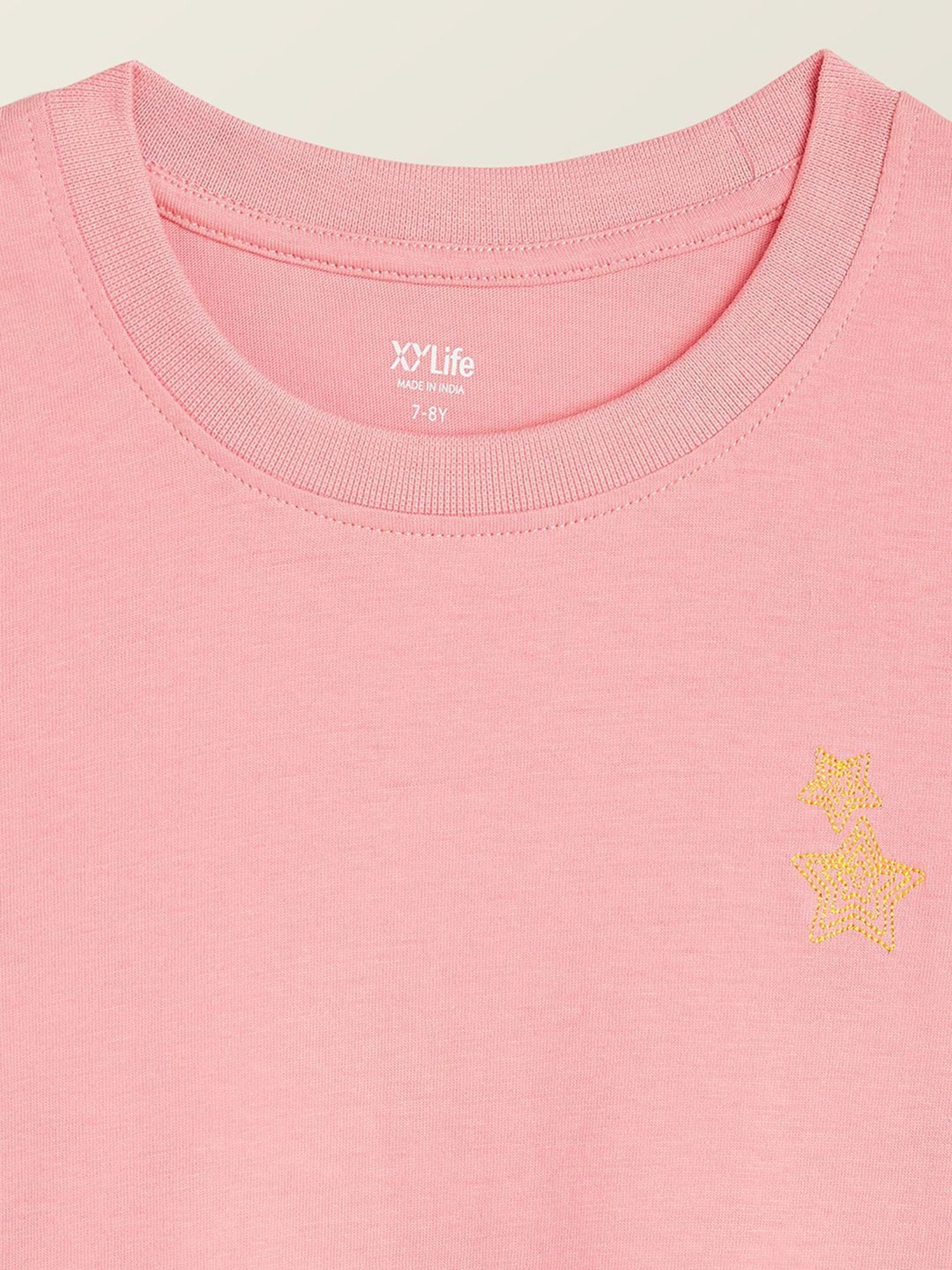 XY Life Kids Purple & Pink Cotton Printed T-Shirt (Pack of 2)