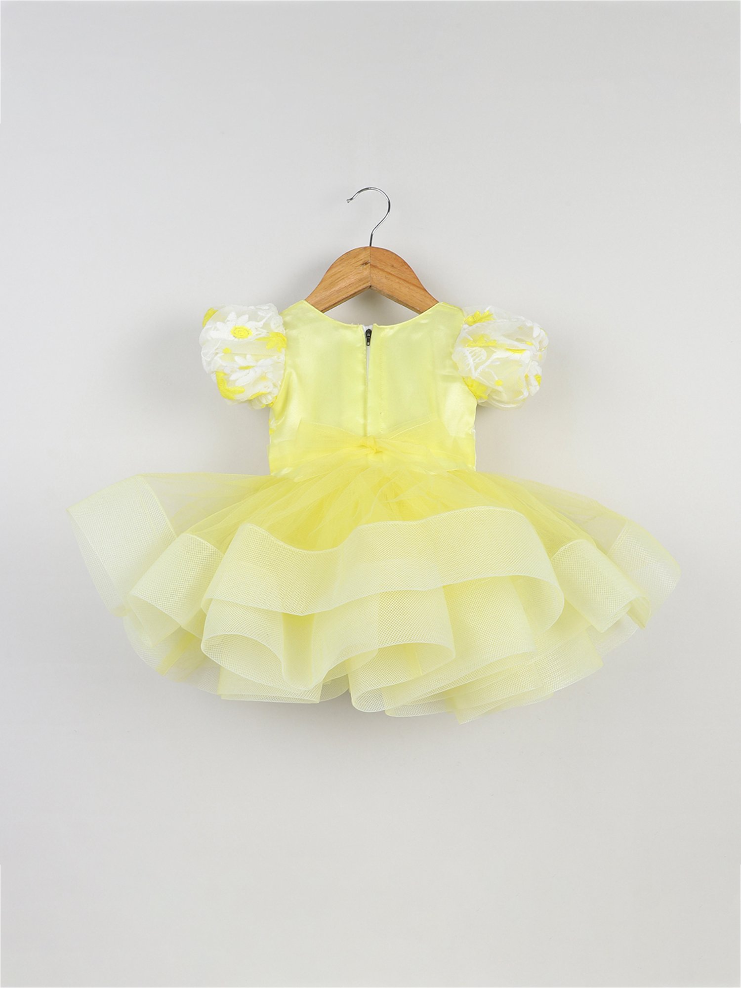 Many Frocks Kids Yellow Embroidered Dress