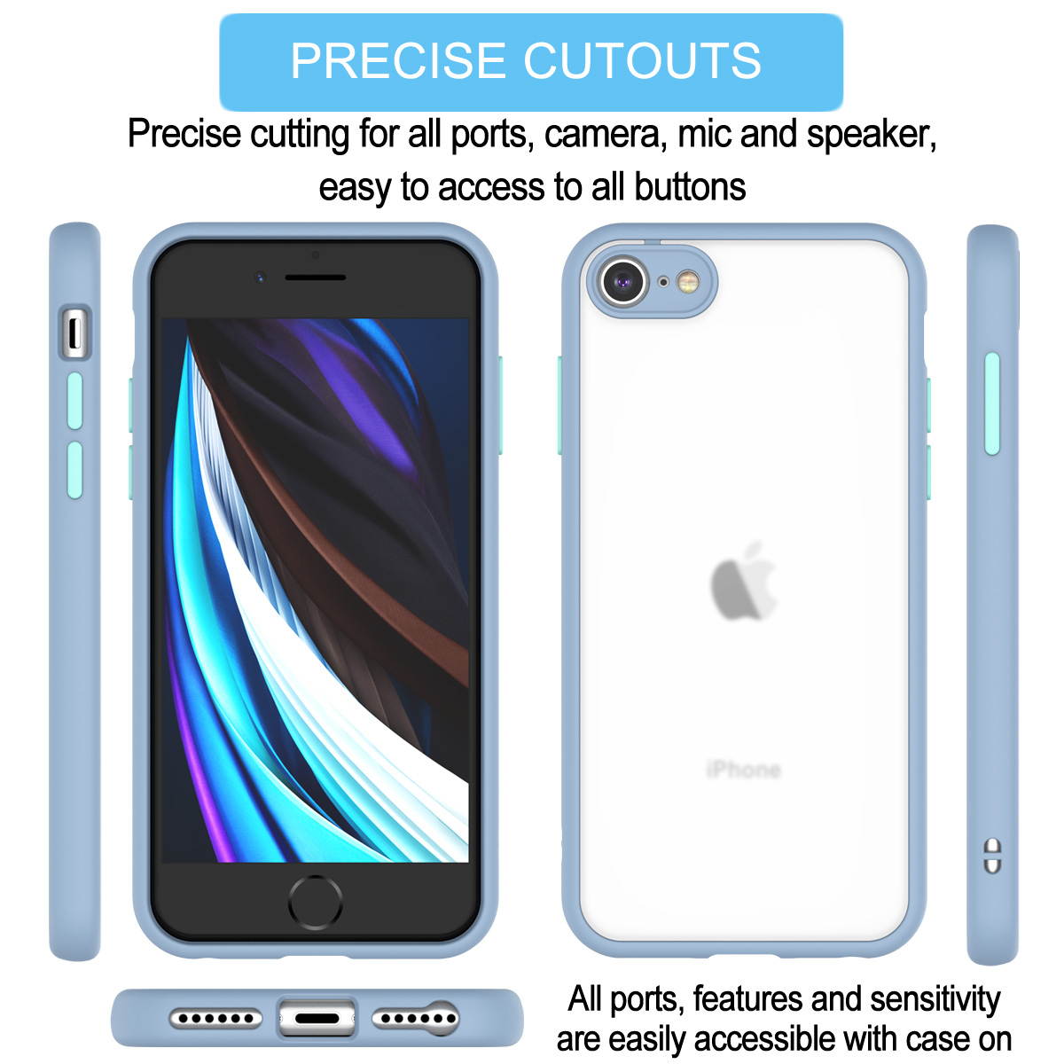 iPhone SE 2 2020 Case, Hard Case for iPhone 7 / 8 Shock Absorbing,Tekcoo Translucent Matte Sturdy Case [Military Grade Drop Tested] Soft TPU Bumper Slim Phone Case Cover for iPhone SE 2 2020 4.7"