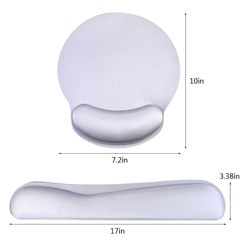 Wrist Rest Pad Mouse Pad Memory Foam Rest Pads Sets for Comfortable Typing Wrist Pain Relief AntiSlip Rubber Base Gray