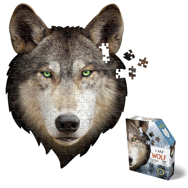 Madd Capp Games I AM Wolf 300 Piece Animal Head-Shaped Jigsaw Puzzle