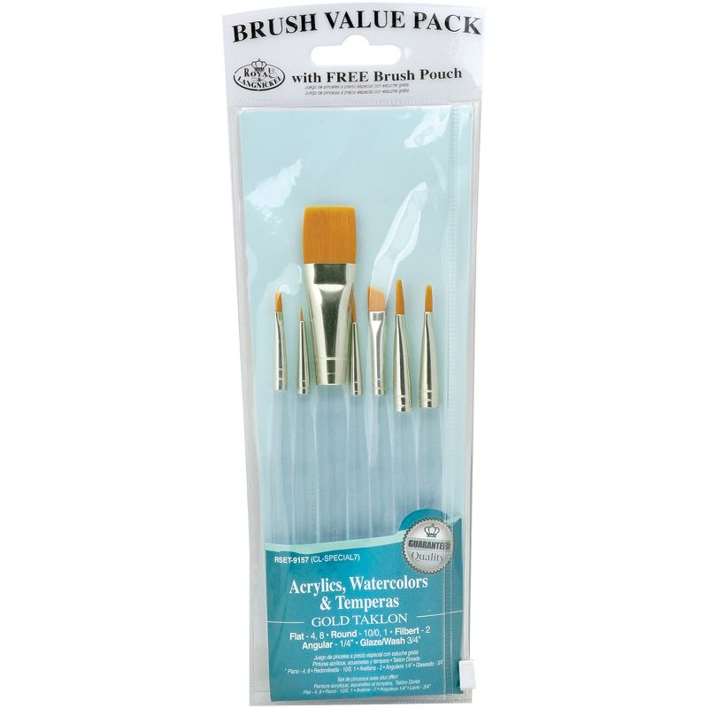 Value Pack Brush Sets-Gold Taklon 7/Pkg
