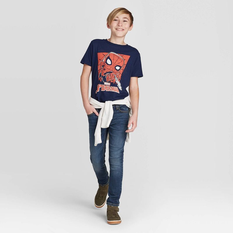 Boys' Marvel 80th Spider-Man Graphic T-Shirt with Mini Funko POP! - Navy XL