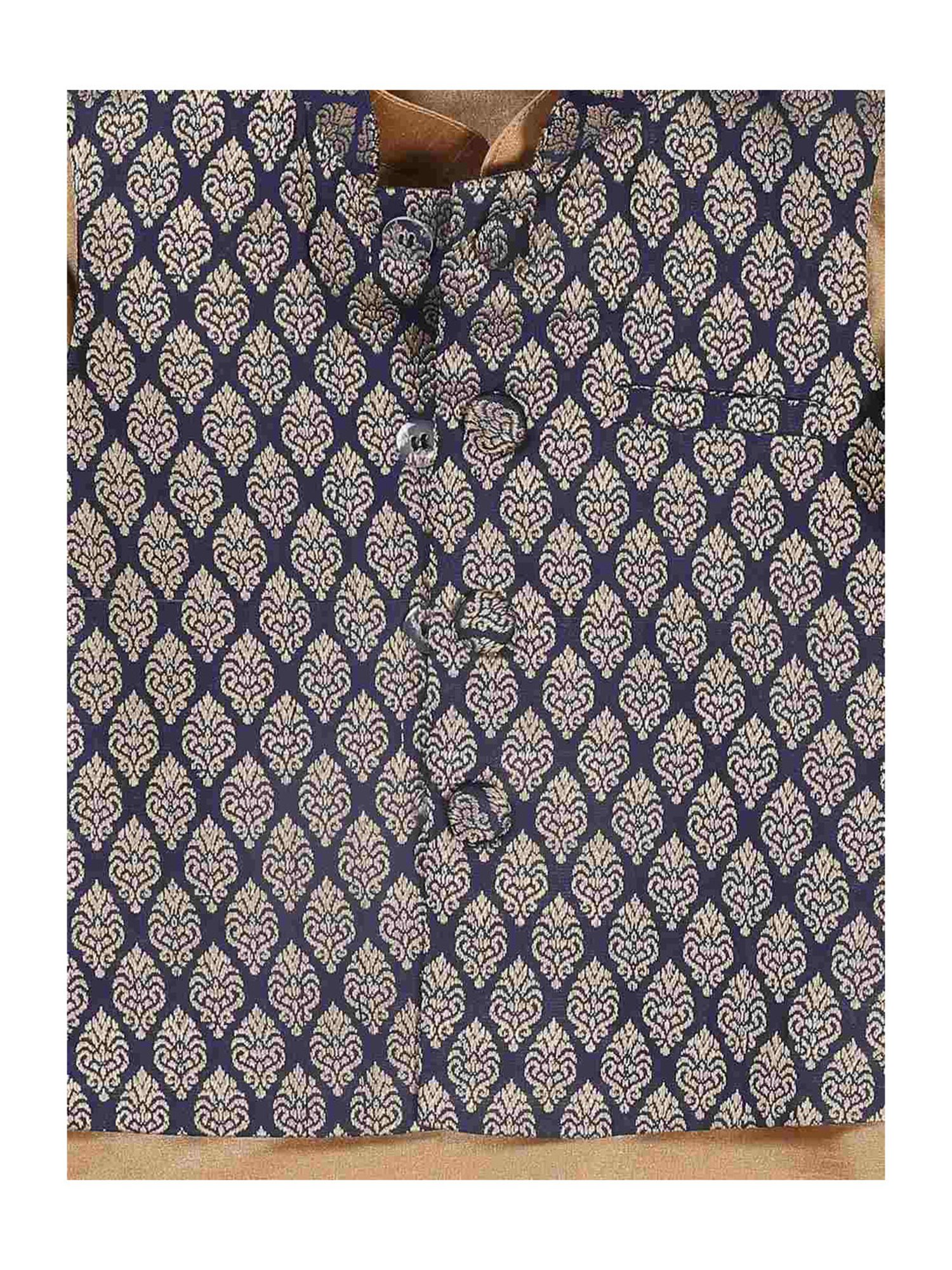 VASTRAMAY SISHU Golden & Black Straight Fit Kurta Set