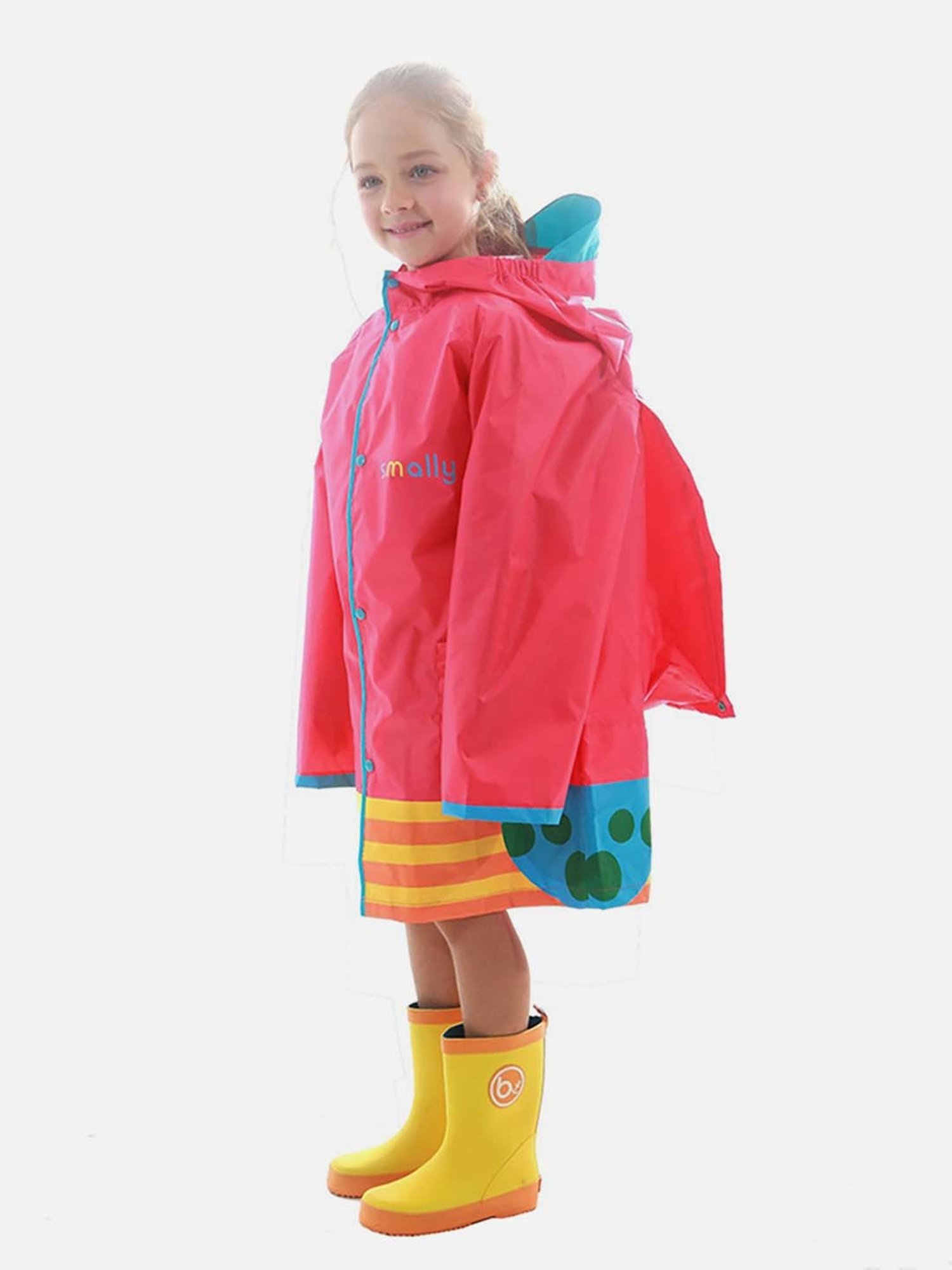 Little Surprise Box Kids Pink Printed Full Sleeves Raincoat