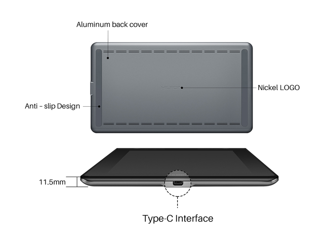 Huion Pro 16 Drawing Tablets with Screen 15.6 Inch Pen Display Graphic Monitor, Battery-Free Pen with 8192 Levels Pressure, 1 Touch Bar and 6 Express Keys(No Stand)