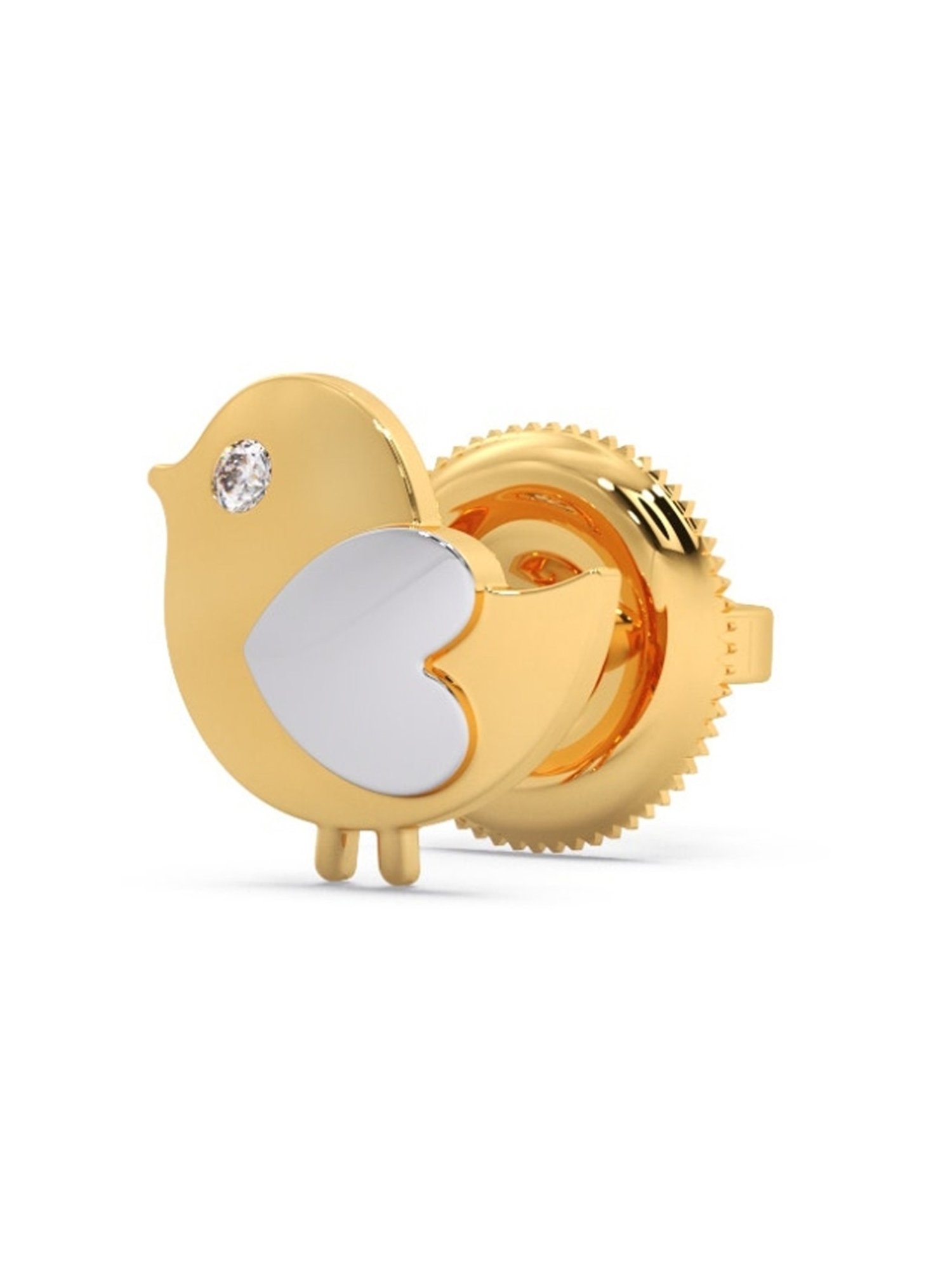 Candere by kalyan Jewellers 18k BIS Hallmark Yellow Gold & Heart Diamond Stud Earrings for Kids