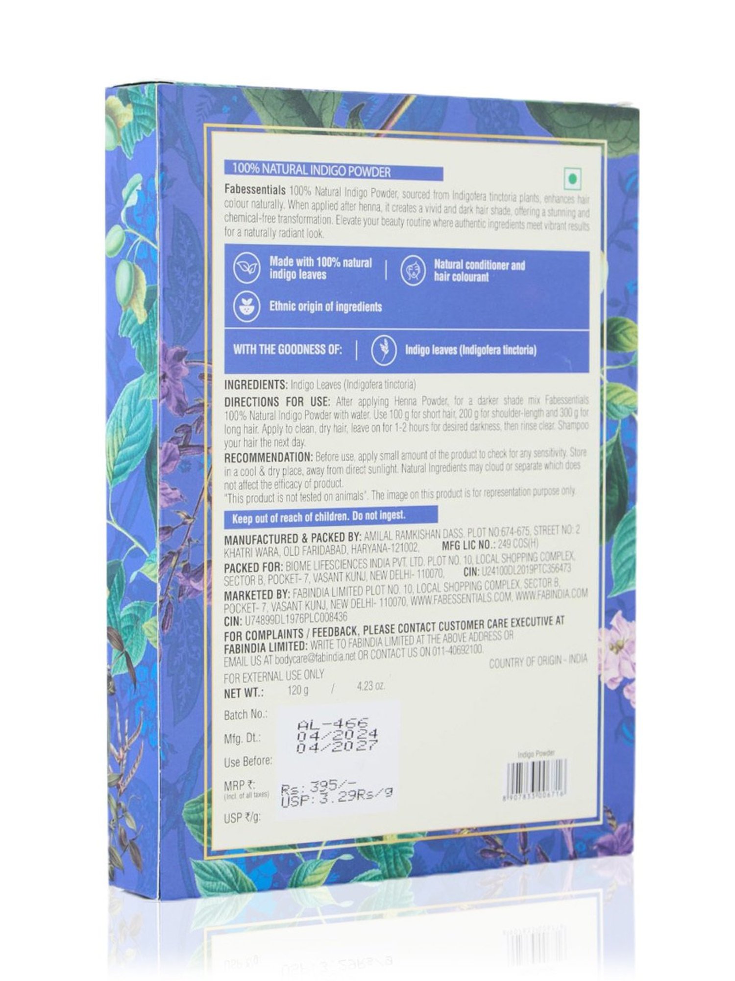 Fabessentials 100% Natural Indigo Powder - 120 gm