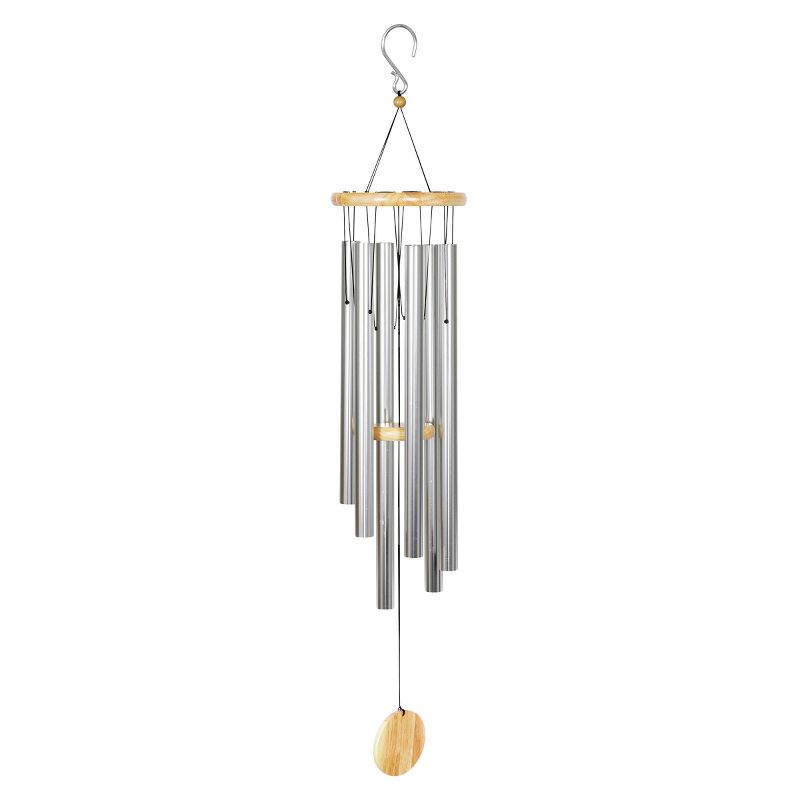 Large Metal and Wood Wind Chime Silver - Exhart