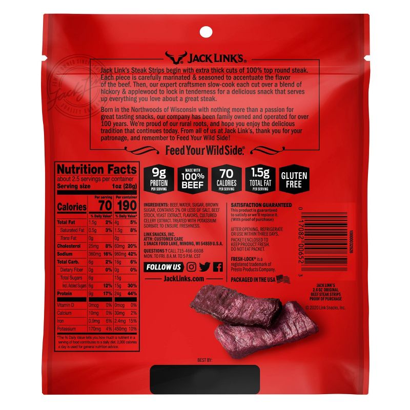 Jack Link's Steak Strips Original  - 2.6oz