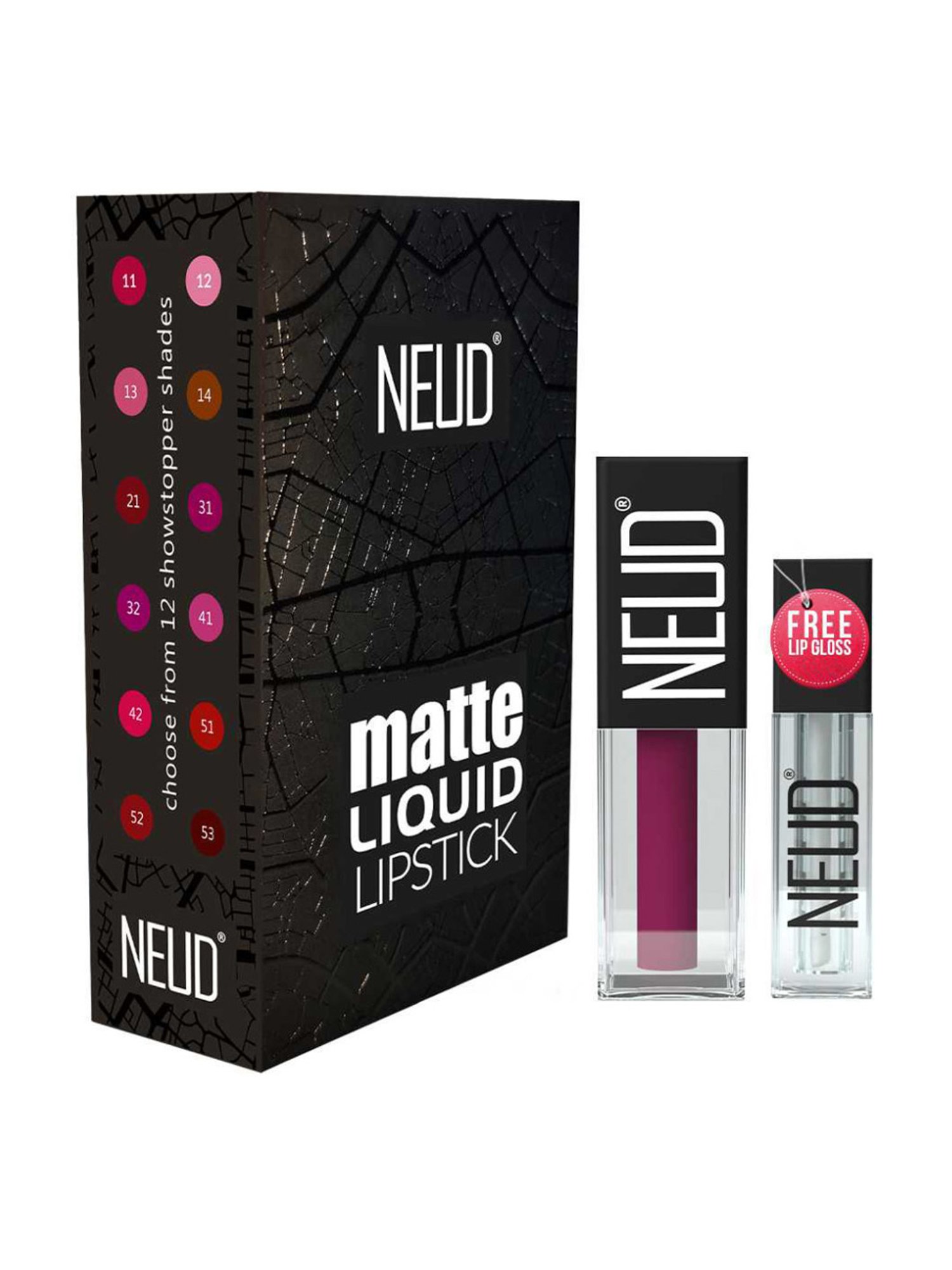 Neud Matte Liquid Lipstick Combo Supple Candy & Mauve-a-Licious with Two Lip Gloss Free