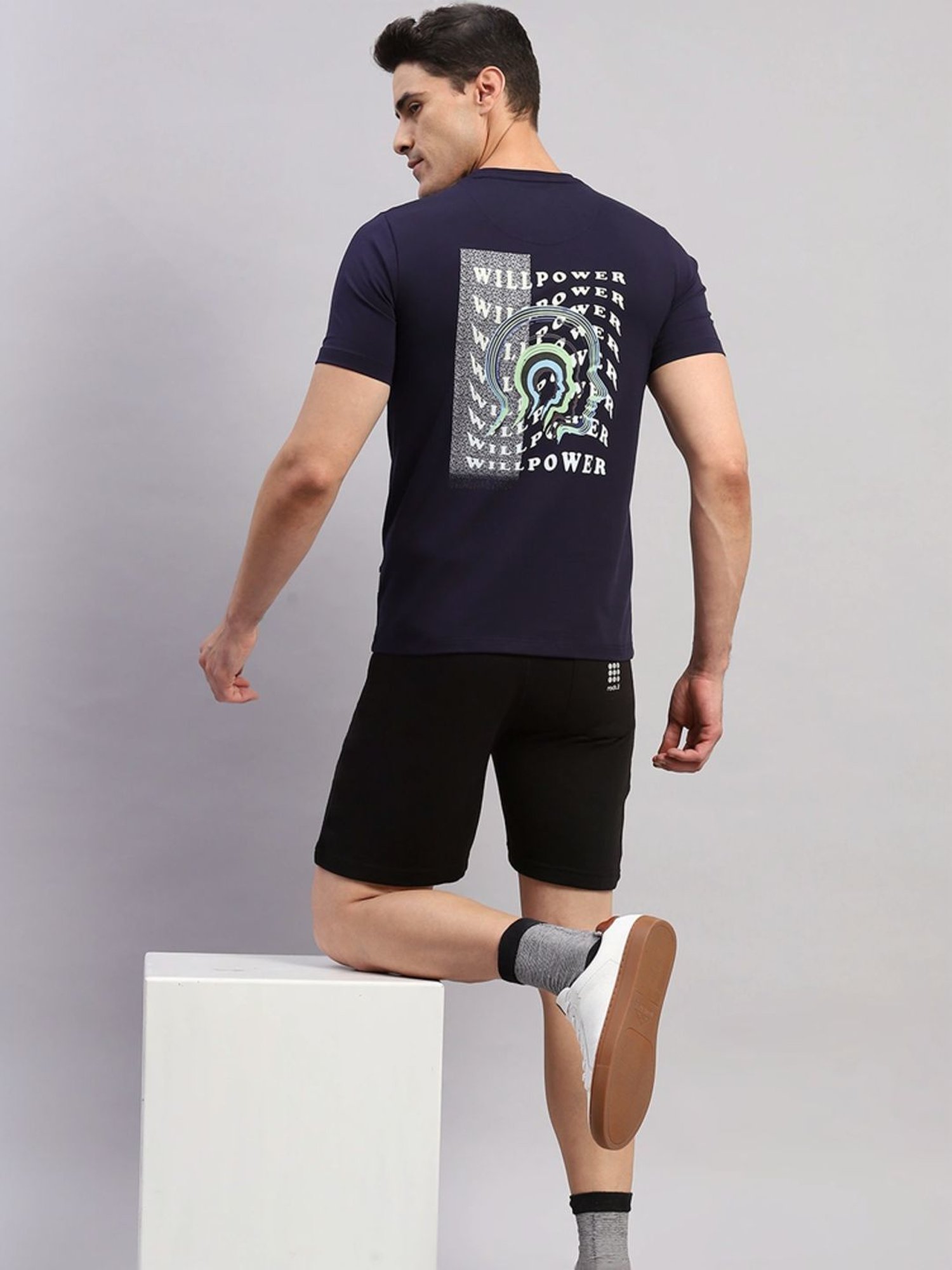 Rock.It Navy Slim Fit Printed T-Shirt