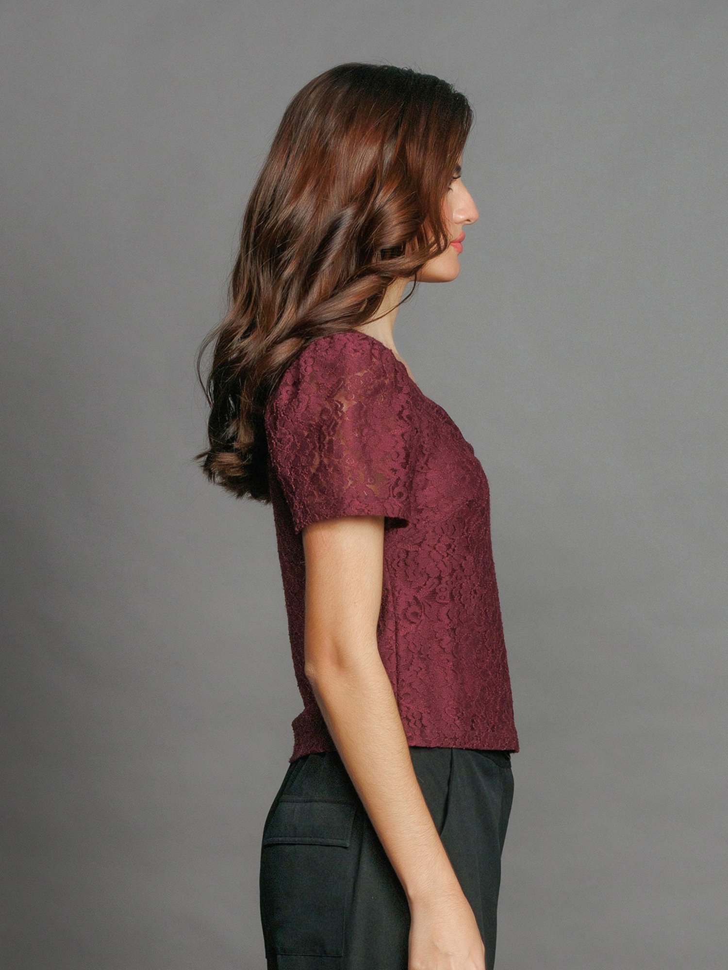 Zink London Mauve Lace Top