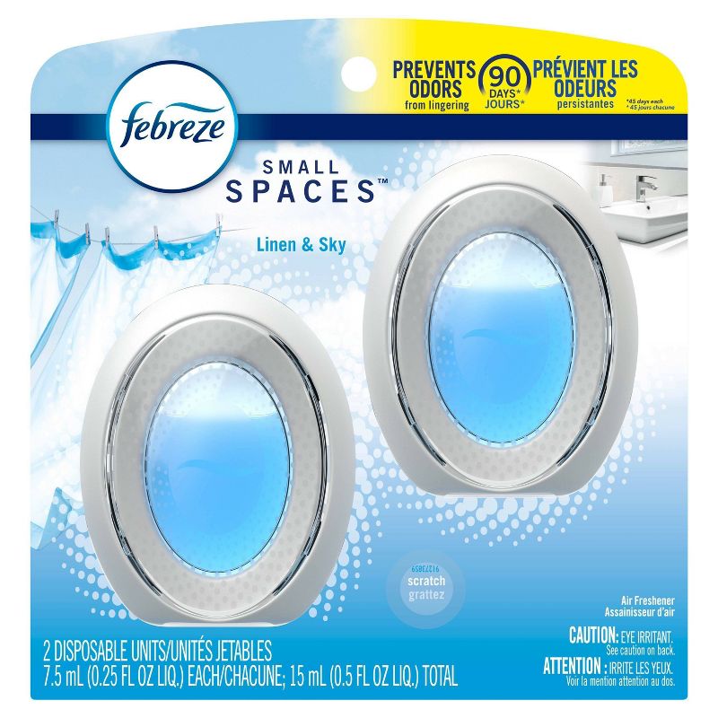 Febreze Small Spaces Air Freshener Linen & Sky Scent - 25 fl oz/2pk